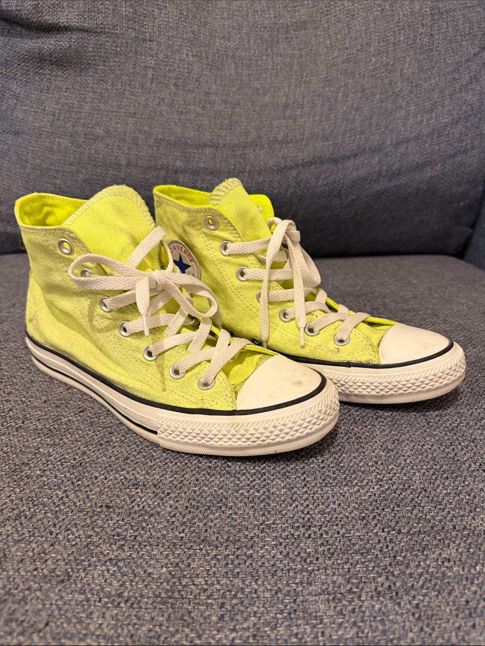 Converse neon All Star high tops chartreuse W 8 M 6